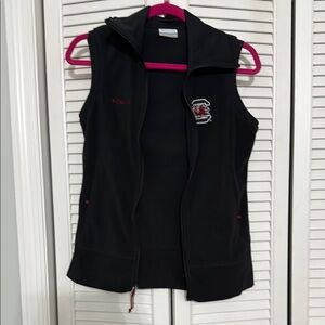 Gamecock Columbia Black Zip-Up Vest with Embroidered Logo